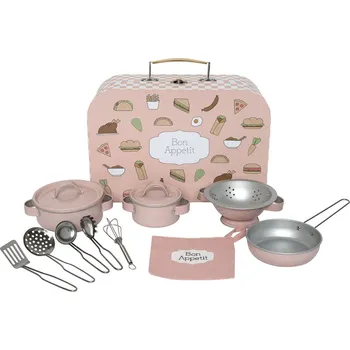 Dětská kuchyňka JaBaDaBaDo Dětský set na vaření v kufříku - růžový