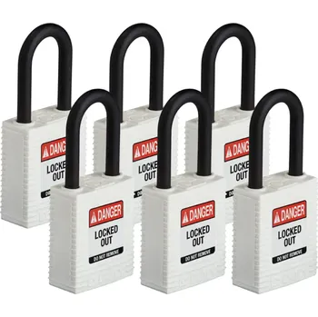 Visací zámek HAPPY END Nylonový zámek s nylonovým okem SafeKey standard,bílá,6 ks - BY 24B24