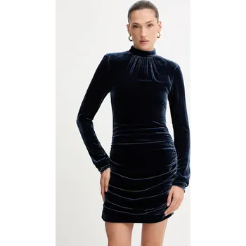 Dámské šaty Šaty s příměsí hedvábí Rotate modrá barva, mini, 1149221192 59A, vel. 38