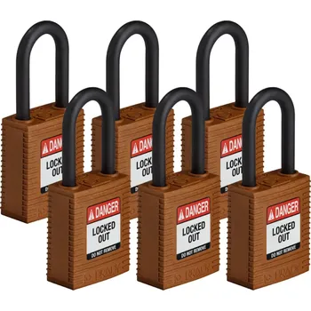 Visací zámek HAPPY END Nylonový zámek s nylonovým okem SafeKey standard,hnědá,6 ks - BY 24B25