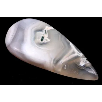 Přírodní kámen Kabošon Orbicular White Agate č.6150 (53x24x9mm)