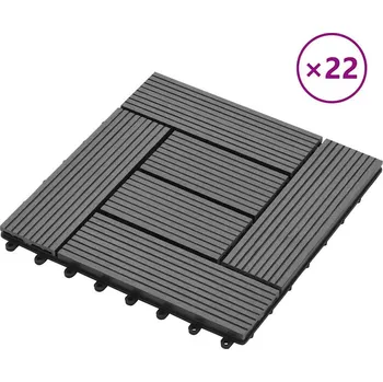 Venkovní dlažba Nabytek XL 22 ks terasové dlaždice 30 x 30 cm 2 m² WPC šedé 277799