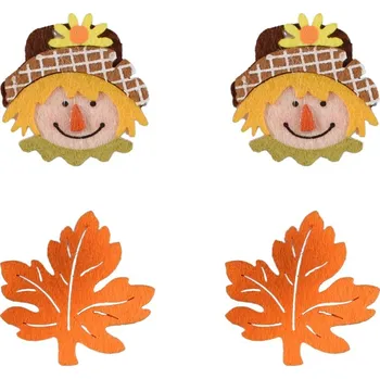 Dekorace 4 ks filc 48mm s lepíkem, podzimní motivy různé, mix barev 10 gram
