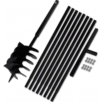 Příslušenství k nářadí vidaXL Zemní vrták s rukojetí 200 mm, s nástavci 9 m, ocel