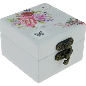 Šperkovnice Šperkovnice dřevěná malá "Pivoňky" 6,5 x 6,5 x 5 cm (Malá dřevěná šperkovnice)