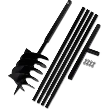 Příslušenství k nářadí vidaXL Zemní vrták s rukojetí 200 mm, s nástavci 5 m, ocel