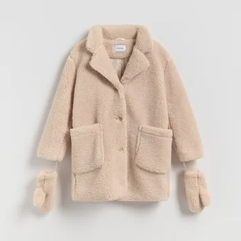 Dívčí bunda Reserved - Kabát s rukavicemi - béžová - 255EX-08X - 255EX-08X-122