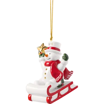 Vánoce Villeroy & Boch Závěsná porcelánová ozdoba Christmas Classics 2025, Sněhulák, 8,7 cm 14-8675-4351