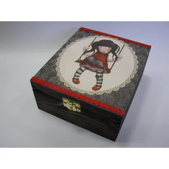 Dárková krabička Dřevěná krabička - 4 přihrádky - Gorjuss červená