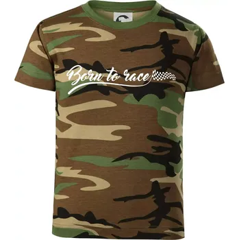 Born to race - Dětské maskáčové triko - 122 cm/6 let ( Hnědý maskáč )
