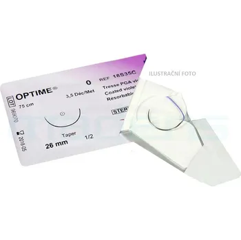 Náplast OPTIME, Eur 3,5 jehla 26mm,, 1/2kruh, reverzní řez, 75cm,fialová (36ks/bal)