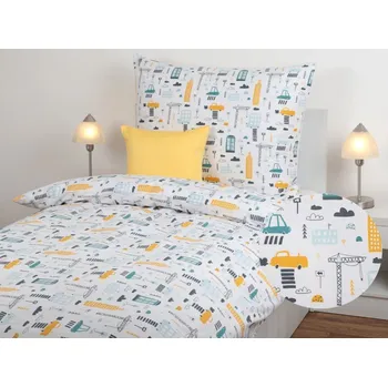 Povlečení JAN peří Dětské bavlněné povlečení - renforce - staveniště - Dětské bavlněné povlečení - renforce - staveniště - souprava povlečení 70x90 + 140x200