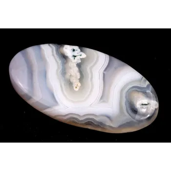 Přírodní kámen Kabošon Orbicular White Agate č.6153 (42x22x7mm)