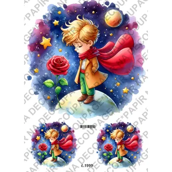 Výtvarný papír Rýžový a soft papír na decoupage - Malý Princ - KB01999 Materiál: Rýžový papír, Rozměr: A4