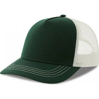 Kšiltovka Atlantis Headwear Různobarevná raperská 5 panelová kšiltovka se síťkou Barva: zelená lahvová - bílá AT426