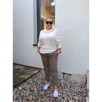 Dámský svetr Asymetrický svetr SKOS krémový Velikost: UNI: M-3XL