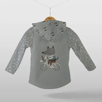 Panel se střihem 158 softshell bunda vlk na kole