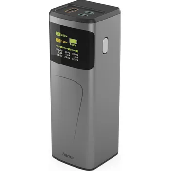 Powerbanka Hama High Power 200 W, powerbanka, 24000 mAh, 2x USB-C, 1x USB-A, PD, QC, displej
