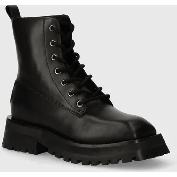 Dámské kozačky Kožené kotníkové boty Dkny Farren dámské, černá barva, na plochém podpatku, K2438890 K2438890.BLK 99X, EUR 41