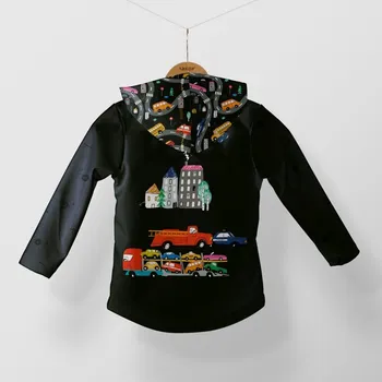 Panel se střihem 140 softshell bunda barevná auta