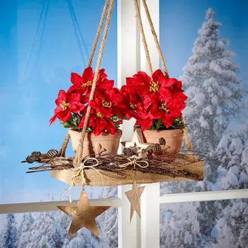 Vánoční dekorace 3Pagen 1 větvička Vánoční hvězda červená 15 x 53 cm