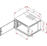 Rack Triton 19" dvojdílný 15U/500mm prosklené dveře, šedý