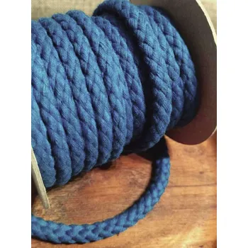 Bavlněná šňůra Ø10 mm splétaná barva modrá temná