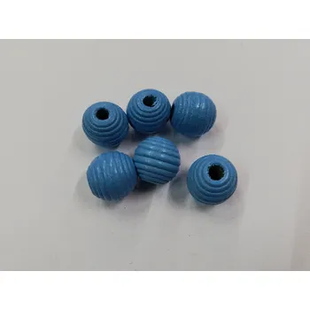 Dětské navlékací korálky Dřevěné korálky žebrované 13 mm - modré
