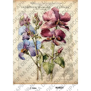 Umělecký papír Rýžový a soft papír na decoupage - Kytice - KB01984 Materiál: Soft, Rozměr: A4