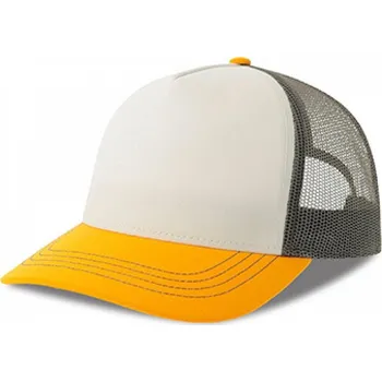 Kšiltovka Atlantis Headwear Různobarevná raperská 5 panelová kšiltovka se síťkou Barva: bílá - žlutá - šedá tmavá AT426