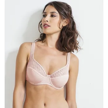 Podprsenka Podprsenka Coria z bavlny a krajky, s kosticemi pudrová 80B