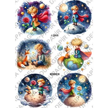 Umělecký papír Rýžový a soft papír na decoupage - Malý Princ - KB02008 Materiál: Soft, Rozměr: A4