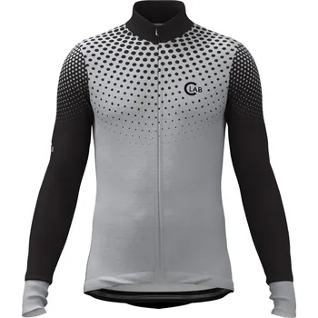 Pánské tričko C-LAB Zateplený cyklistický dres s dlouhým rukávem M ČERNÁ|ŠEDÁ