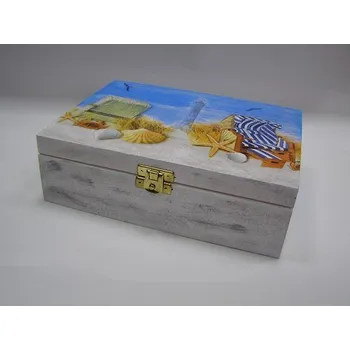 Dárková krabička Dřevěná krabička - 6 přihrádek - Od moře