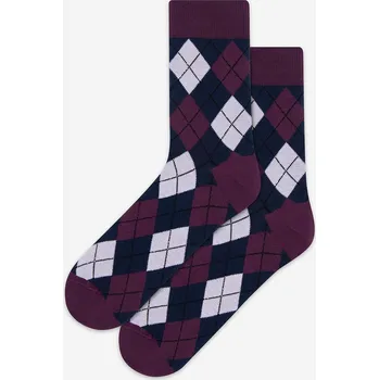 Sada pánského spodního prádla "CASUAL- Vzorované ponožky, pánské" červená švestka 45/47