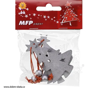 Vánoční dekorace Vánoční závěsná dekorace stříbrný STROMEK, 3 ks