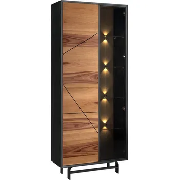 Knihovna Vitrína Verano 2D s čtyřbodovým osvětlením - Meble Krysiak Přírodní ořech - 15 83x196 cm