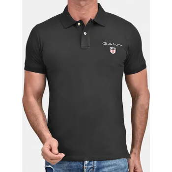 Pánské tričko Pánské černé polo triko Gant - Velikost S, Barva Černá 56418 2052033