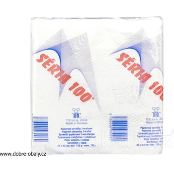 Papírový ubrousek Papírové ubrousky bílé 33 x 33 cm SÉRIA 100 1-vrstvé - Papírové