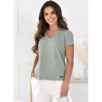 Dámská halenka s krátkým rukávem světle olivová 46