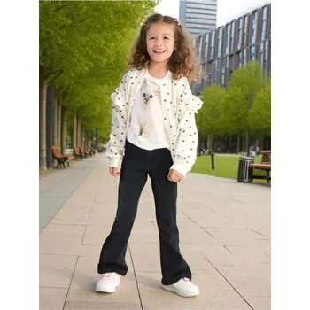 Dívčí kalhoty Sinsay - Kalhoty s potiskem - černá - 367EW-99J - 367EW-99J-104