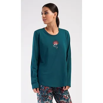 Dámské noční prádlo Vienetta - Dámské dlouhé pyžamo Jasmína z bavlny, petrolejová XXL i232_9812_55455957:petrolejová XXL