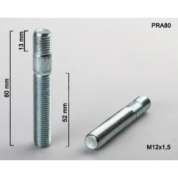 Šroubek na kolo Kolový svorník M12x1,5x52+13mm, oboustranný závit, stříbrný, BIMECC