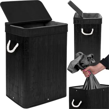 Koš na prádlo Prádelní koš SOREN 80 l bambusový černý