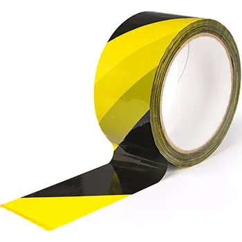 Lepicí páska Páska na podlahy PVC 50 mm x 33 m – černo-žlutá, levá (Pásky pro řemeslníky - páska na podlahy PVC)