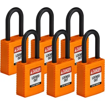 Visací zámek HAPPY END Nylonový zámek s nylonovým okem SafeKey standard,oranžová,6 ks - BY 24B26