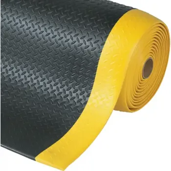 Rohožka HAPPY END Protiúnavová průmyslová rohož s povrchem kotlářského plechu, černá / žlutá, 18,3 m - PR 1A3/03CZ