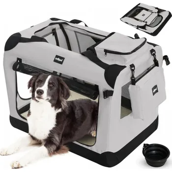 přepravka pro zvíře Leopet Přepravní box pro psy XL, 81,3 x 58,4 x 58,4 cm šedý