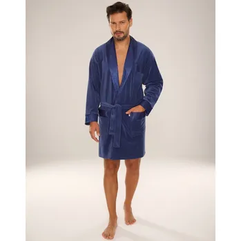 Pánský župan Pánský župan Noble – velur- šálový límec- kapsy- džínový, vínový XL i384_56411723