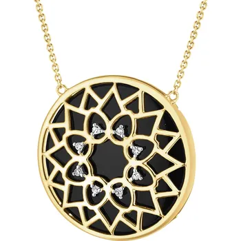 Náhrdelník Zlatý náhrdelník s diamanty a onyxem - rozeta - ryzost 585 - 220.261